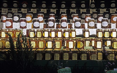 Viktualienmarkt: Verkaufsstand für Marmelade - München