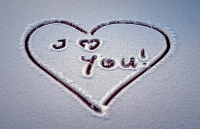 I love you in den Schnee geschrieben - München
