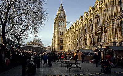Weihnachtsmarkt vor dem Natural History Museum - London