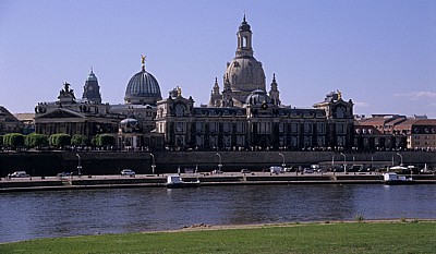 Neustädter Elbufer: Blick auf Elbe und Innere Altstadt – Brühlsche Terrasse, Kunstakademie - Dresden