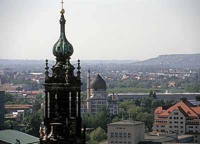 Innere Altstadt: Blick von der Kuppel der Frauenkirche auf die Hofkirche - Dresden