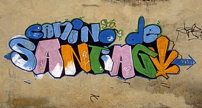 Jakobsweg (Camino Francés): Graffiti “Camino de Santiago “ - Rabé de las Calzadas