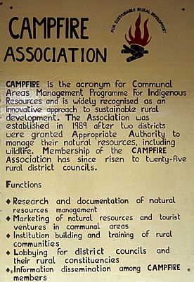 Mukuvisi Woodlands: Informationstafel Campfire Association - Harare