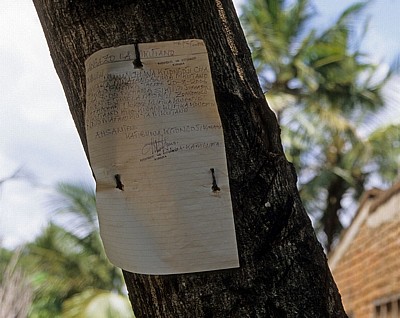 Öffentliche Mitteilung an einem Baum - Kisaki