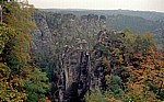 DDR: Blick von der Bastei - Felsformation Hinter- und Vordergans - Sächsische Schweiz