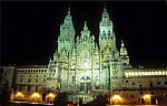 Catedral de Santiago de Compostela (Kathedrale): Westfassade bei Nacht - Santiago de Compostela